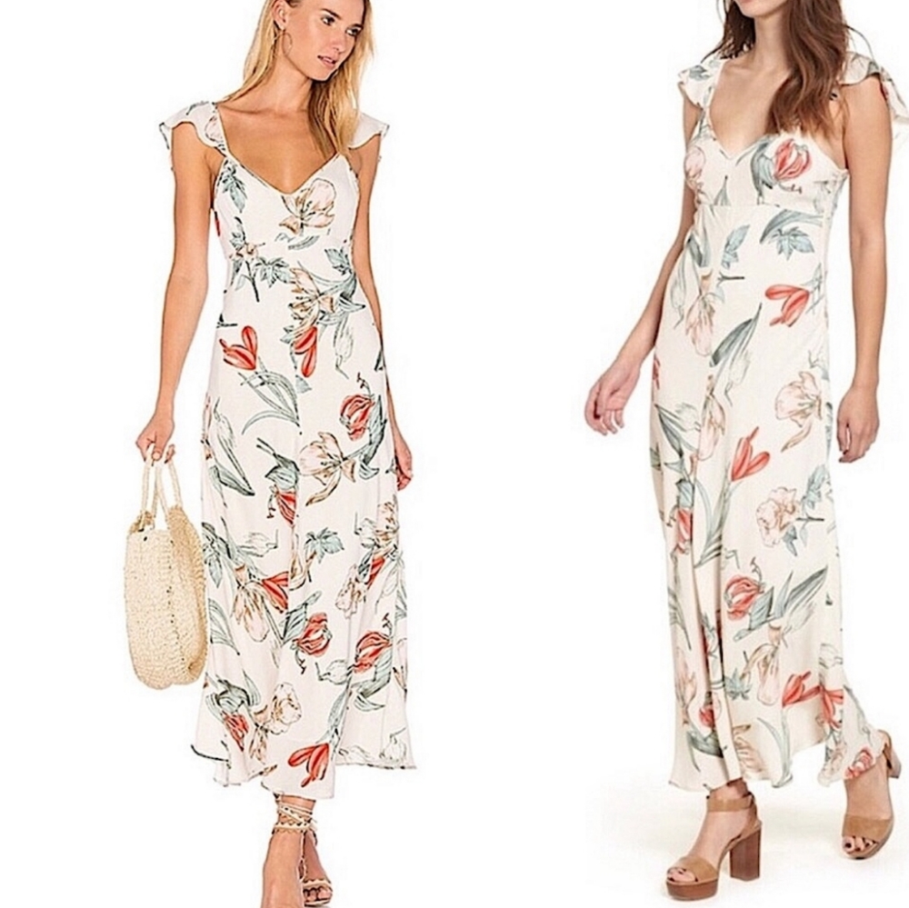 ASTR the Label Florentina Dress in Blush Multi Floral  Size:Large